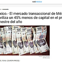 Mxico.- El mercado transaccional de Mxico moviliza un 45% menos de capital en el primer trimestre del ao